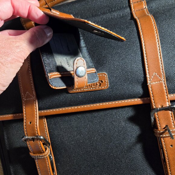 Vintage TARGUS Black Waxed Canvas & Faux Leather Laptop Strap Unisex Bag NEW - Picture 7 of 12